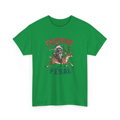 Festive but Feral Trash Panda Holiday Chaos T-Shirt