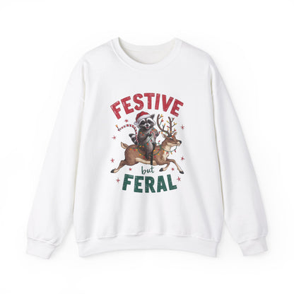 Festive but Feral Trash Panda Holiday Chaos Sweatshirt