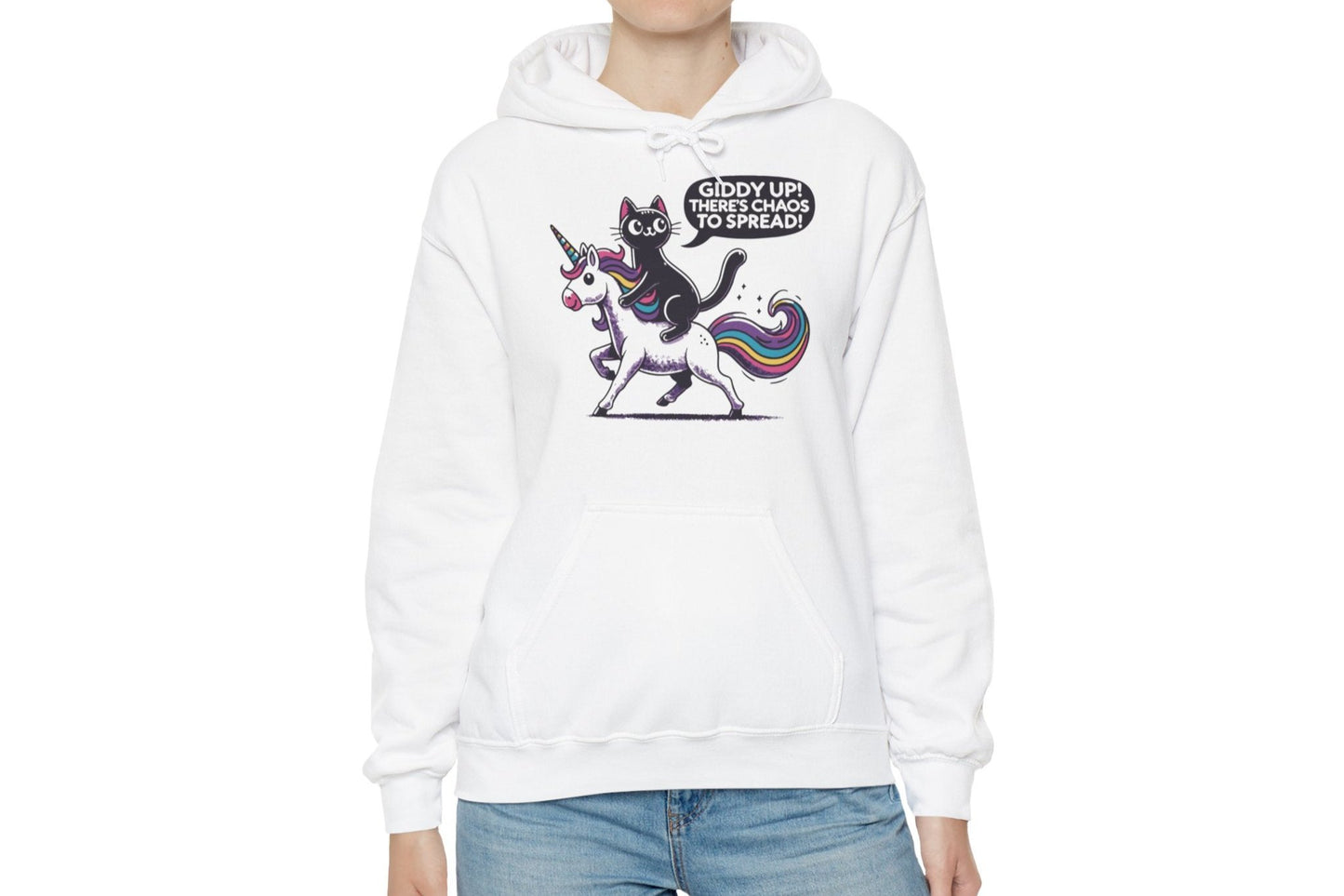 Giddy Up There's Chaos to Spread Cat and Unicorn Hoodie