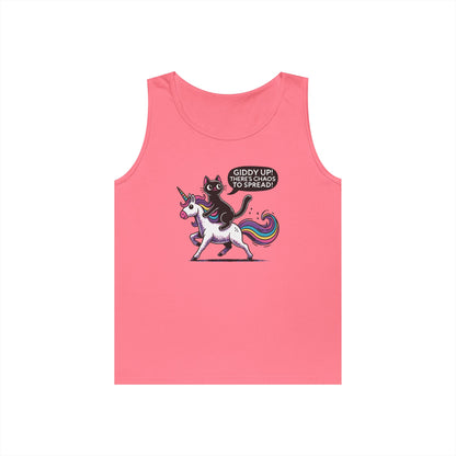 Giddy Up There's Chaos to Spread Cat and Unicorn Tank Top