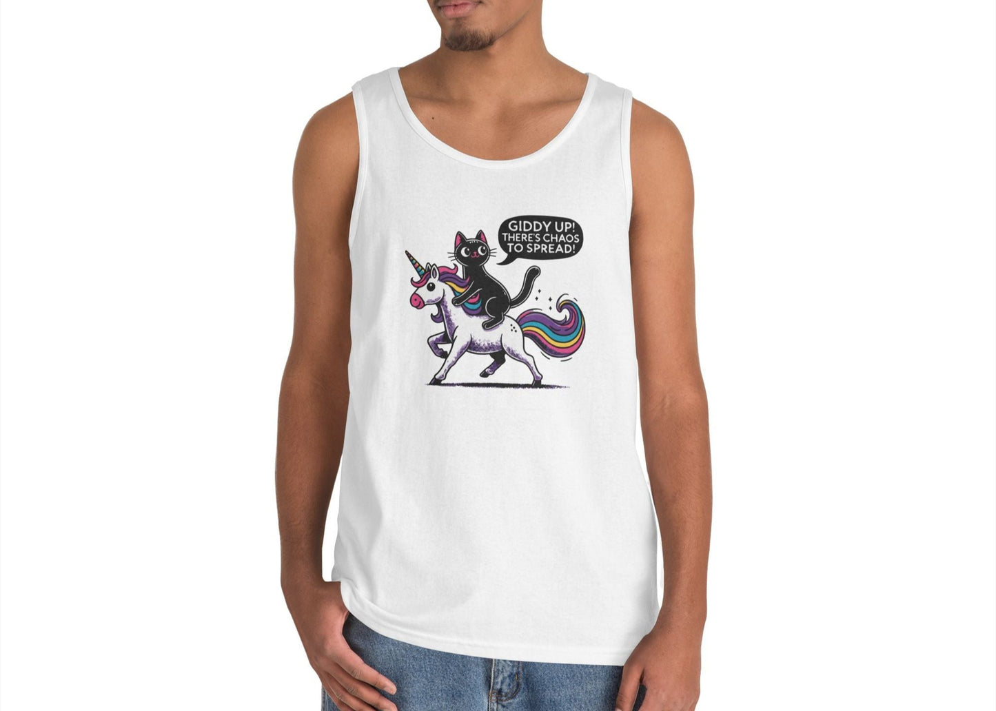 Giddy Up There's Chaos to Spread Cat and Unicorn Tank Top