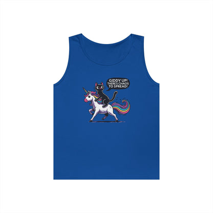 Giddy Up There's Chaos to Spread Cat and Unicorn Tank Top