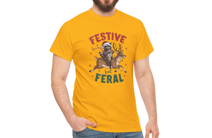 Festive but Feral Trash Panda Holiday Chaos T-Shirt