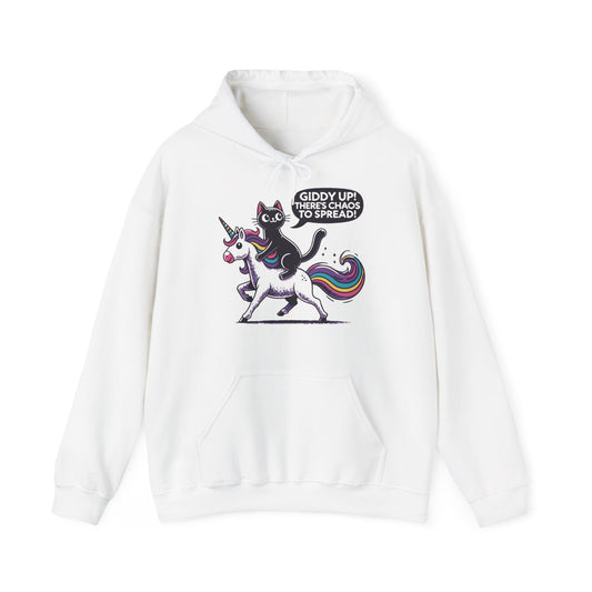 Giddy Up There's Chaos to Spread Cat and Unicorn Hoodie