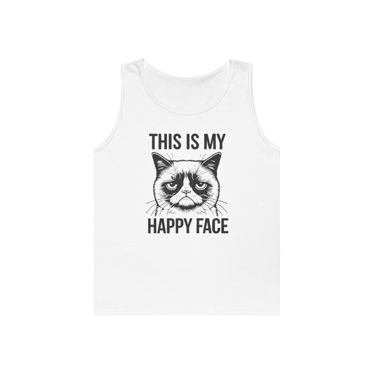 Happy Face Grumpy Cat Meme Inspired Tank Top