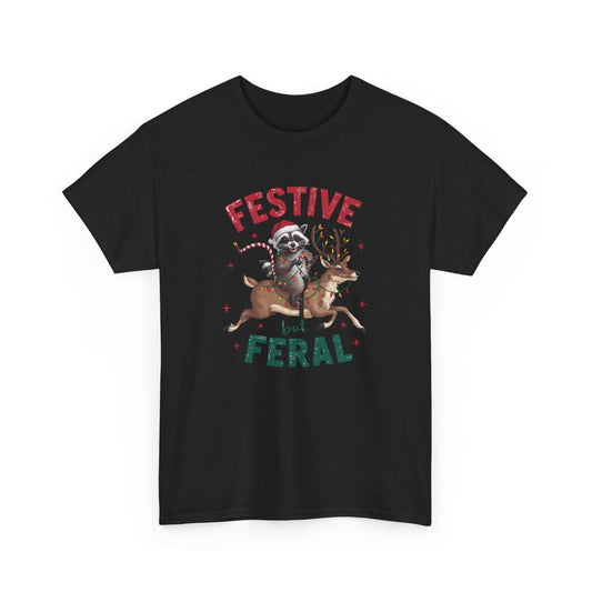 Festive but Feral Trash Panda Holiday Chaos T-Shirt