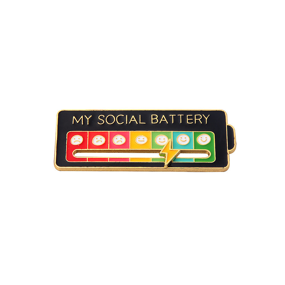 My Social Battery Status Badge Pin