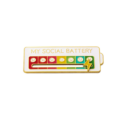 My Social Battery Status Badge Pin