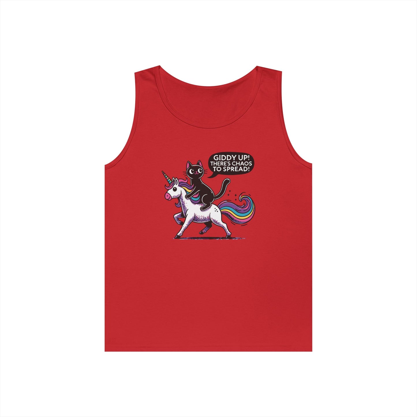 Giddy Up There's Chaos to Spread Cat and Unicorn Tank Top