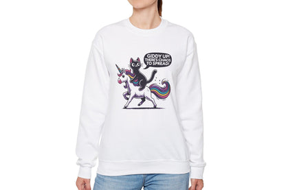 Giddy Up There's Chaos to Spread Cat and Unicorn Sweatshirt