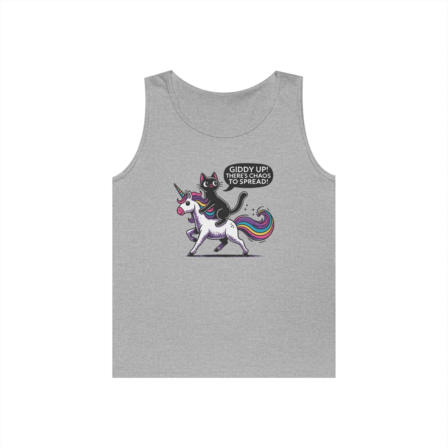 Giddy Up There's Chaos to Spread Cat and Unicorn Tank Top