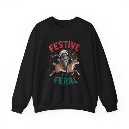 Festive but Feral Trash Panda Holiday Chaos Sweatshirt