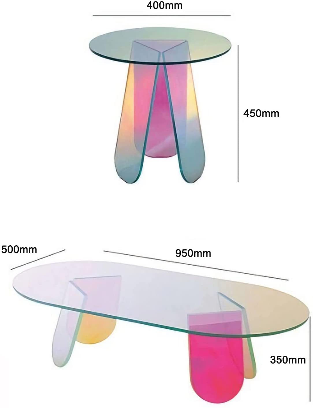 Iridescent Rainbow Color Acrylic Coffee Table | Side Table - Vivid Divergence