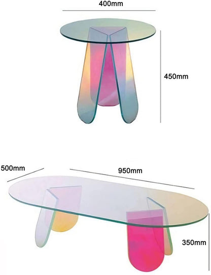 Iridescent Rainbow Color Acrylic Coffee Table | Side Table - Vivid Divergence