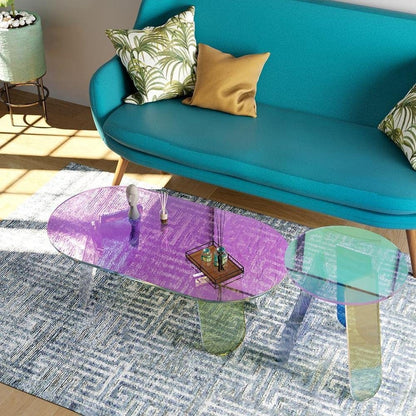 Iridescent Rainbow Color Acrylic Coffee Table | Side Table - Vivid Divergence