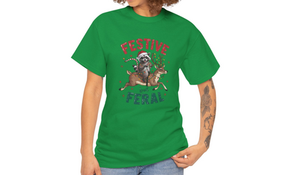 Festive but Feral Trash Panda Holiday Chaos T-Shirt