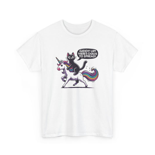 Giddy Up There's Chaos to Spread Cat and Unicorn T-Shirt