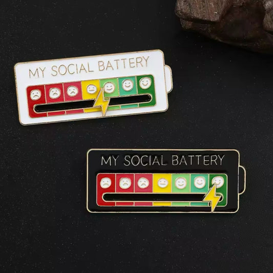 My Social Battery Status Badge Pin