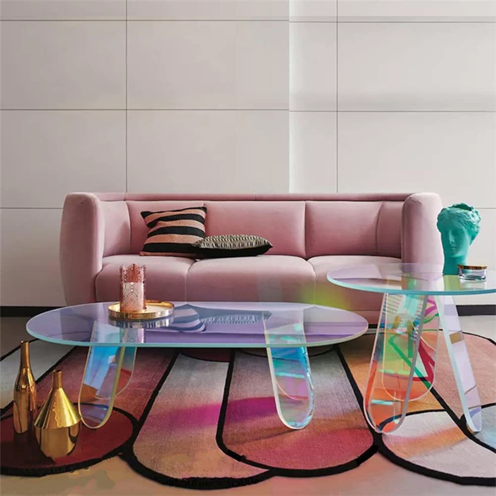 Iridescent Rainbow Color Acrylic Coffee Table | Side Table - Vivid Divergence